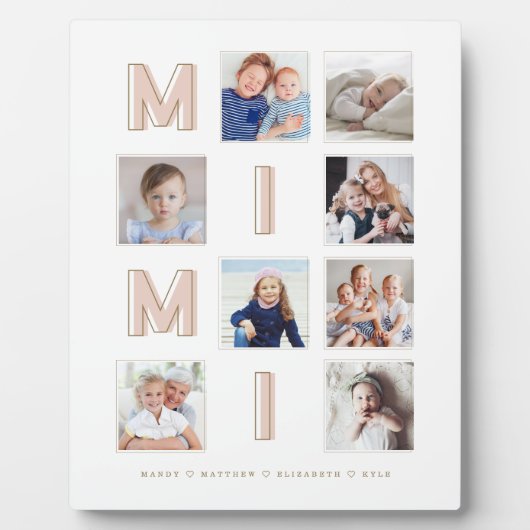 MIMIピンク文字おばあちゃんの写真コラージュ記念 フォトプラーク (正面)