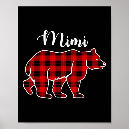 Mimi Bear Red Plaid Christmas Costume Matching Fam ポスター (正面)