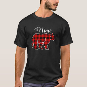 Mimi Bear Red Plaid Christmas Costume Matching Fam Tシャツ