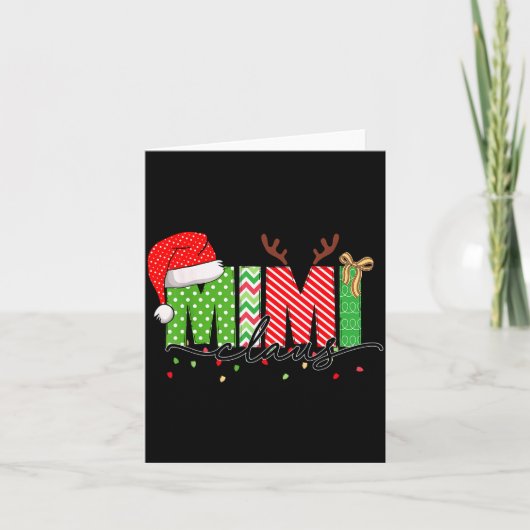 Mimi Claus Christmas Lights Pajama Family Matching カード (正面)