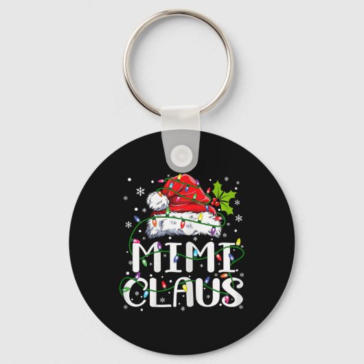 Mimi Claus Christmas Lights Pajama Family Matching キーホルダー (正面)