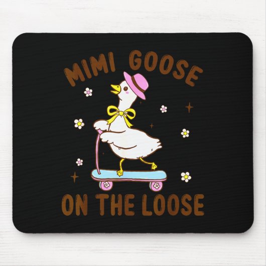 Mimi Goose On The Loose Funny Birthday Matching Fa マウスパッド (正面)