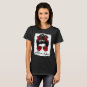 Mimi Life Shirts For Women Red Plaid Bandana Messy Tシャツ (正面フル)