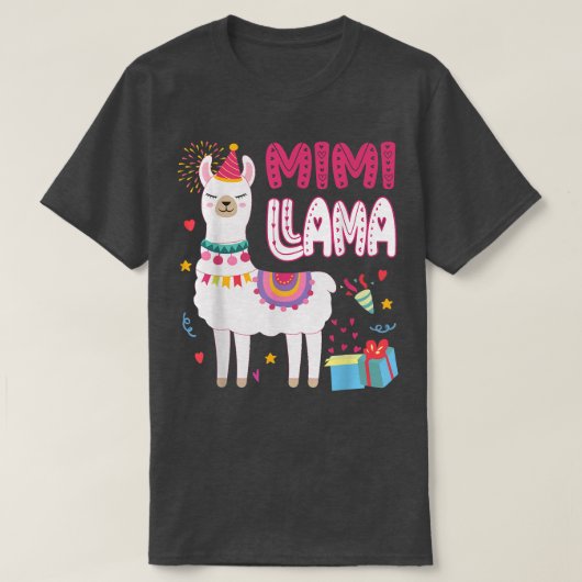 Mimi Llama Grandma Of A Birthday Boy Girl Llama Bi Tシャツ (デザイン正面)