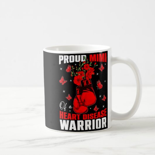 Mimi Of A Heart Warrior Heart Disease Awareness Bo コーヒーマグカップ (右)