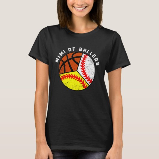 Mimi Of Ballers Baseball Softball Basketball Mimi Tシャツ (正面)