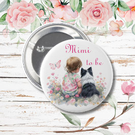 Mimi to be | ピンクの赤ちゃんと子犬のベビーシャワー 缶バッジ