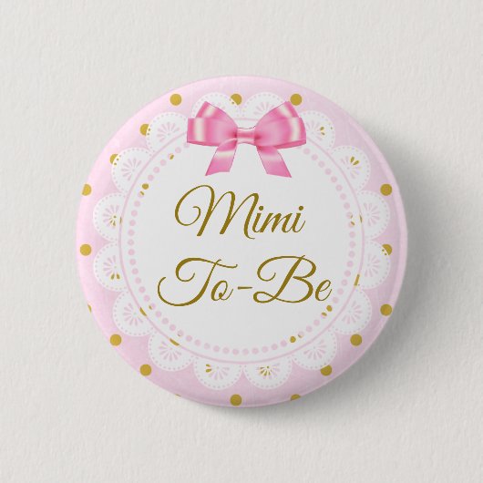 Mimi To Be Baby Showerピンク&金ゴールドボタン 缶バッジ (正面)