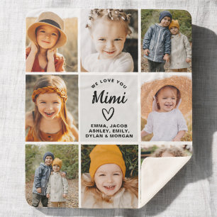 Mimi We Love youハートモダンPhoto Collage シェルパブランケット