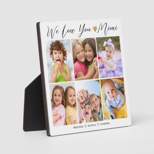 Mimi We Love You Grandkids Names 6 Photo Collage フォトプラーク (正面)