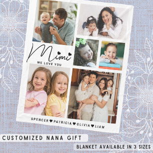 Mimi We Love You Grandkids Names Photo Collage フリースブランケット