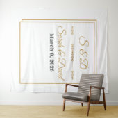 Mimimalist Gold Border Wedding Banner タペストリー (インサイチュ(横))