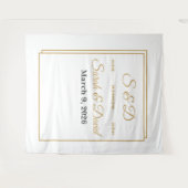 Mimimalist Gold Border Wedding Banner タペストリー (正面(横))