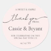 Miminal Black モダンand White's 結婚 Thank You ラウンドシール (正面)