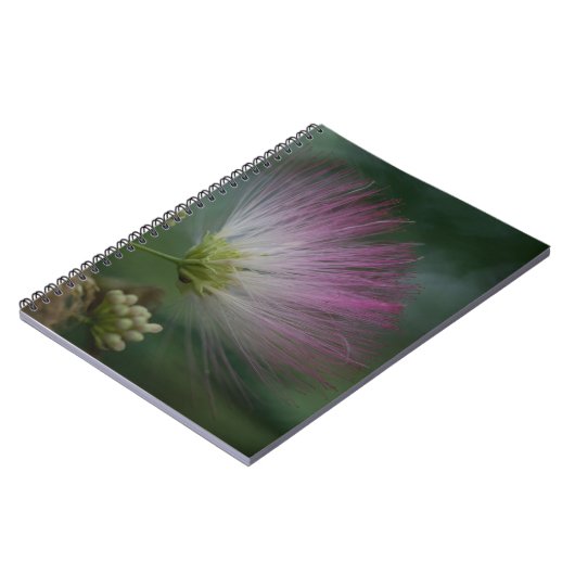 Mimosaの木のピンクの野生の花の花柄のノート ノートブック (左側)