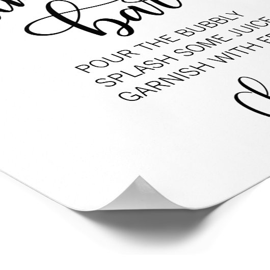 MIMOSAバー水彩フローラピンククリームサイン ポスター (角)