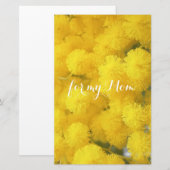Mimosa。 黄色い春の花 便箋 (正面/裏面)