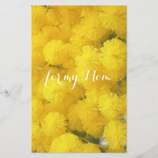 Mimosa。 黄色い春の花 便箋 (正面)