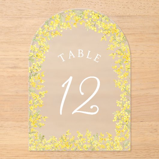 Mimosa Acrylic Table Number アクリル招待状 (正面)