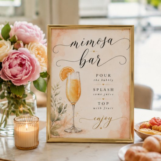 Mimosa Bar Baby Shower Sign ポスター