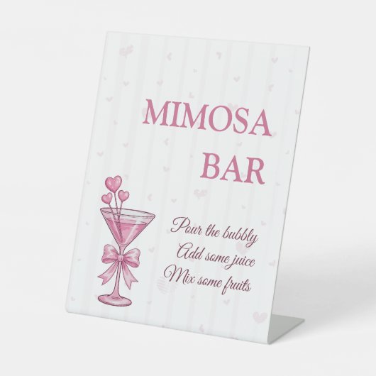Mimosa Bar Sign | A Tiny Bit Engaged Bridal Shower 台座サイン (正面)
