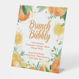 Mimosa Bar Sign – Watercolor Oranges & Champagne 台座サイン