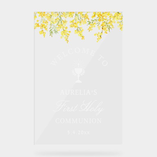 Mimosa First Communion Welcome アクリルサイン (正面)