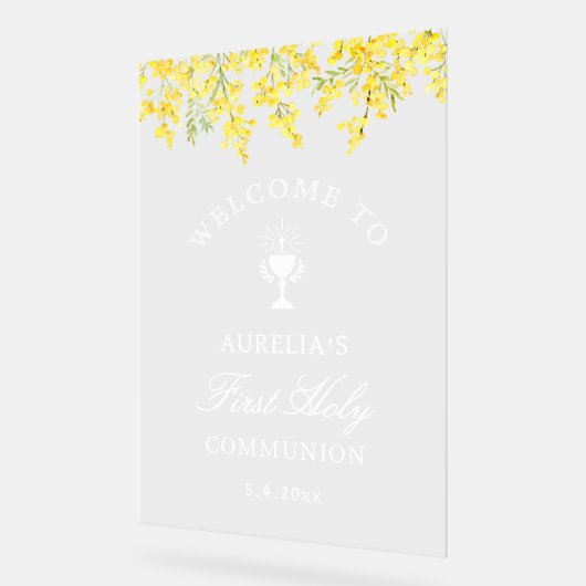Mimosa First Communion Welcome アクリルサイン (傾斜)