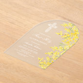 Mimosa Flowers Arch First Communion アクリル招待状 (レイダウン)