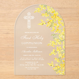 Mimosa Flowers Arch First Communion アクリル招待状