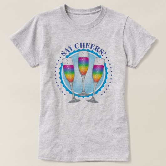 Mimosa Rainbow Champagne Glasses T-Shirt Tシャツ (デザイン正面)