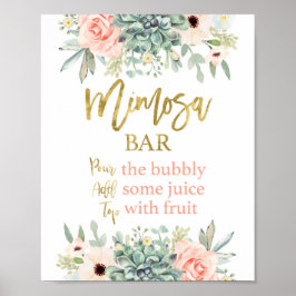 Mimosa sign, succulents floral sign ポスター