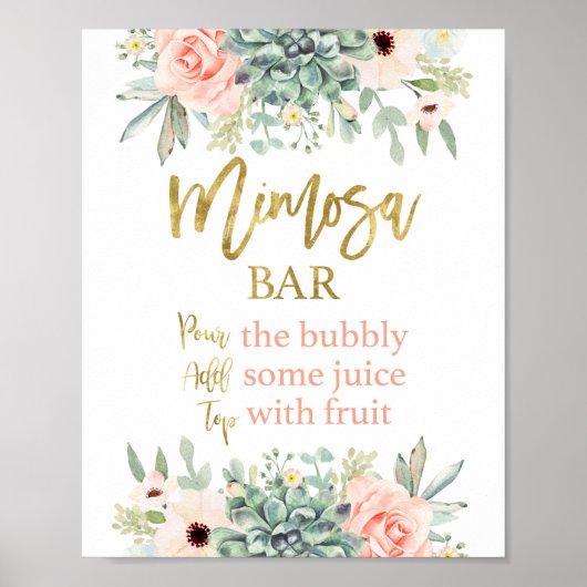 Mimosa sign, succulents floral sign ポスター (正面)