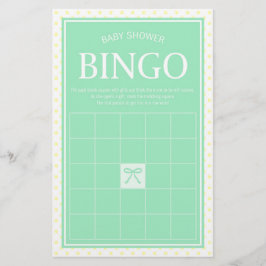 Min Baby Shower Bingo Ribbonと黄色の水玉模様 便箋