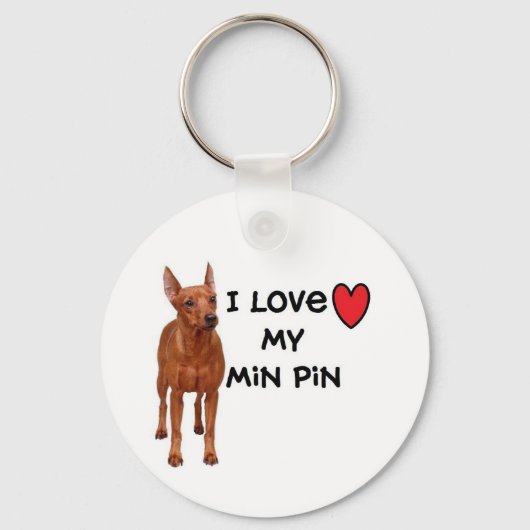 Min Pin Keychain「I love my Min Pin」 キーホルダー (正面)