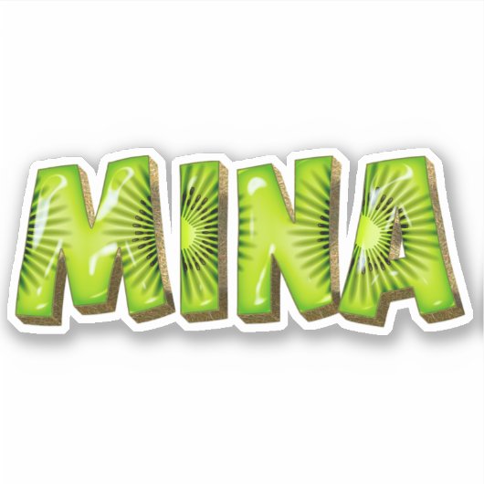 Mina Name Kiwi Design Aufkleber Sticker シール (正面)
