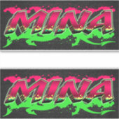 Mina Vorname Name Graffiti Aufkleber Sticker シール (正面)