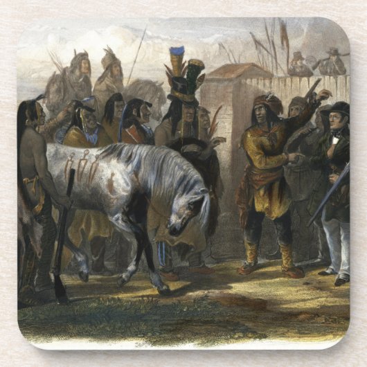 Minatarreのインディアンに近く会っている旅行者 コースター (正面)