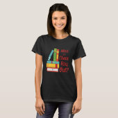 Mind もし I Check You Out Librarian Book Pun Tシャツ (正面フル)
