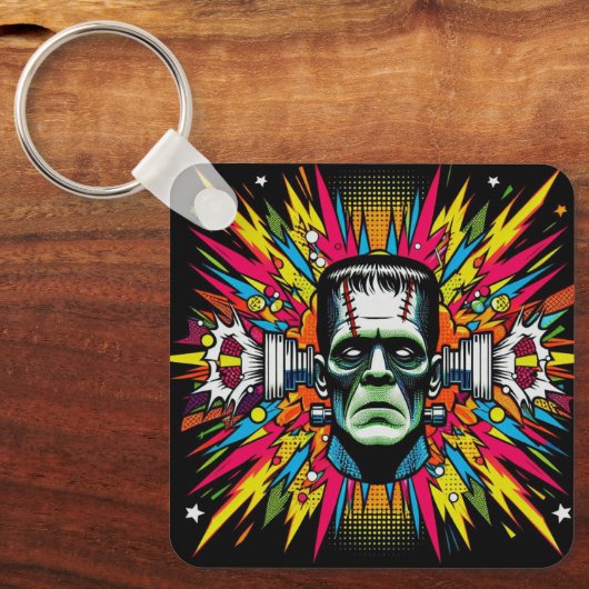 "Mind Blown Frankenstein" Aluminum Keychain キーホルダー (正面)