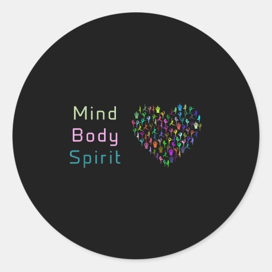 Mind Body Spirit . Yoga Tee. Motivational Shirt.  ラウンドシール (正面)