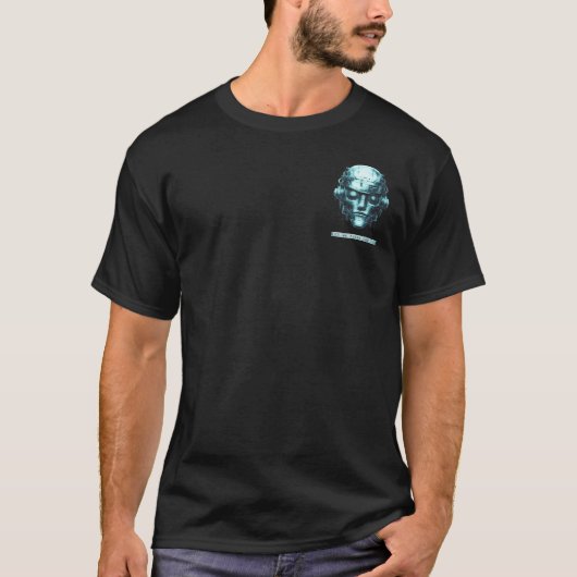 Mind Control Cyberpunk Blue Grunge Front & Back Tシャツ (正面)