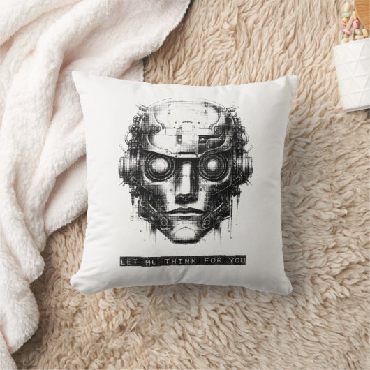 Mind Control Cyberpunk Robot Black Print クッション (ブランケット)