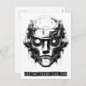 Mind Control Cyberpunk Robot Black Print シーズンポストカード (正面/裏面)