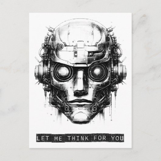 Mind Control Cyberpunk Robot Black Print シーズンポストカード (正面)