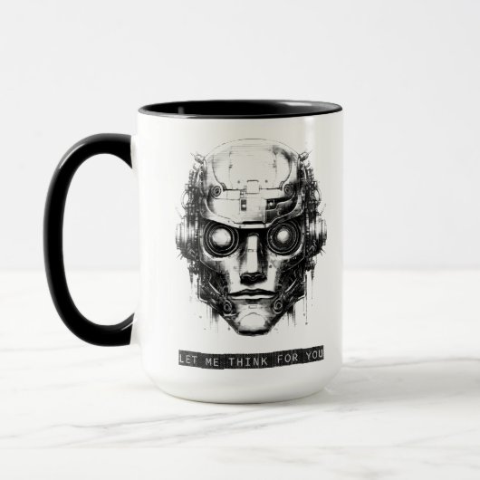 Mind Control Cyberpunk Robot Black Print マグカップ (左)