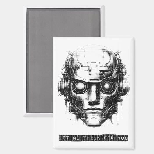 Mind Control Cyberpunk Robot Black Print マグネット (正面/裏面)