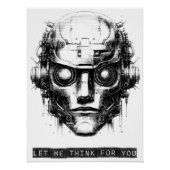 Mind Control Cyberpunk Robot Black Print Poster ポスター (正面)