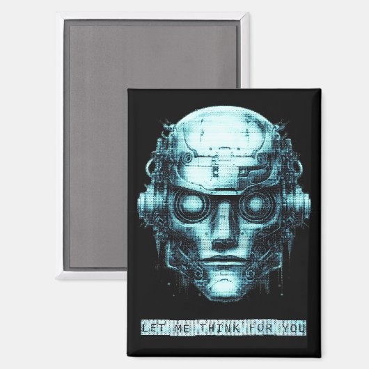 Mind Control Cyberpunk Robot Blue Grunge マグネット (正面/裏面)