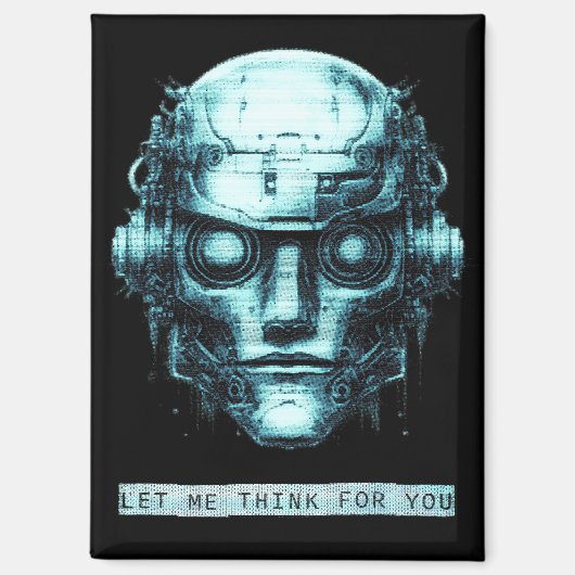 Mind Control Cyberpunk Robot Blue Grunge マグネット (正面)